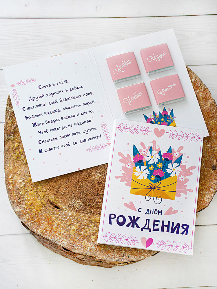 Шоко-открытка " С днём рождения"